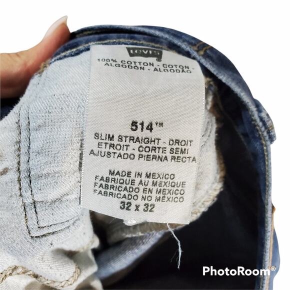 Levi's Distressed Blue Straight Leg Jeans - Picture 7 of 9